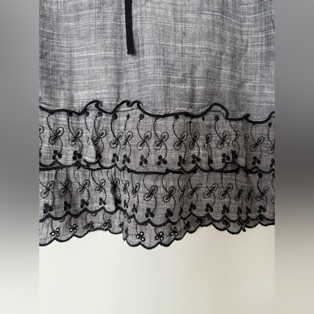 Vintage Y2K Max Studio Cottagecore Eyelet Dark Academia Fully Lined Ruffle Skirt - Picture 3 of 12